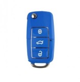 Set 2 bucati - Carcasa cheie Topautochei&amp;#174; compatibila cu Jetta Golf Passat Beetle Polo Bora Sharan albastra, 3 butoane