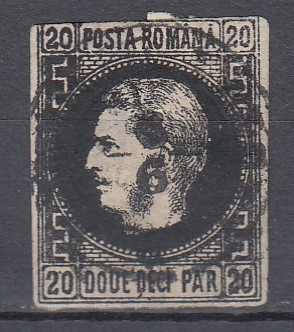 ROMANIA 1866 LP 20 c CAROL FAVORITI 20 PARALE HARTIE SUBTIRE STAMPILAT foto