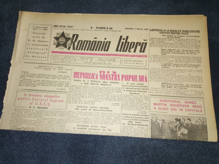 ZIARUL ROMANIA LIBERA 11 MARTIE 1950