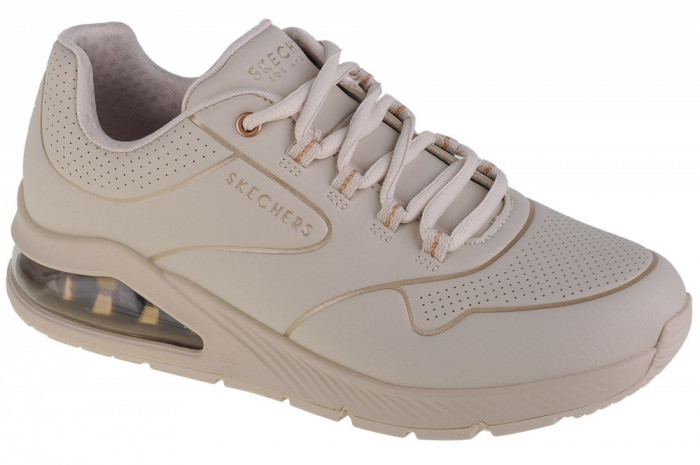 Pantofi pentru adidași Skechers Uno 2 - Golden Trim 155637-OFWT alb