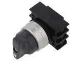 Comutator rotativ 22mm, 3 poziții, gri
