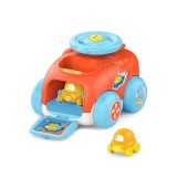 Jucarie bebelusi - Masina catapulta cu volan si 2 masinute Push and Go