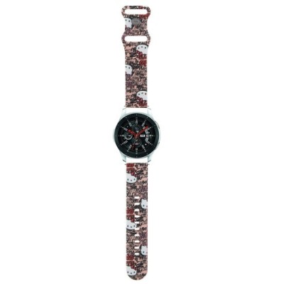 Curea pentru Samsung Watch (46mm)/Watch 3, Huawei Watch GT 2/GT 3 (46mm) - Hello Kitty Strap Silicone Tags Graffiti (HKUWLSDGPTP) - Pink foto