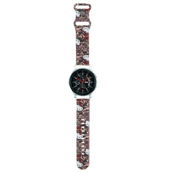 Curea pentru Samsung Watch (46mm)/Watch 3, Huawei Watch GT 2/GT 3 (46mm) - Hello Kitty Strap Silicone Tags Graffiti (HKUWLSDGPTP) - Pink