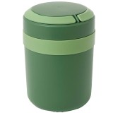 Lunch box termoizolant Pufo din inox cu farfurie interioara detasabila si capac etans, pentru m&acirc;ncare sau supe, 2 L, verde