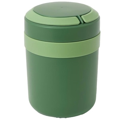 Lunch box termoizolant Pufo din inox cu farfurie interioara detasabila si capac etans, pentru m&amp;acirc;ncare sau supe, 2 L, verde foto