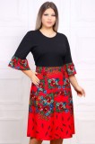 Cumpara ieftin Rochie Eleganta Natasa Floral Rosu - 46Marimea