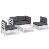Set mobilier gradina cu perne, 5 piese, lemn masiv de pin