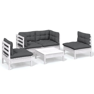 Set mobilier gradina cu perne, 5 piese, lemn masiv de pin foto