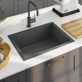 VidaXL Chiuvetă de bucătărie lucrată manual, negru, oțel inoxidabil