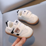 Adidasi ivoire cu dungi negre pentru bebelusi - Teddy (Marime Disponibila: 9-12