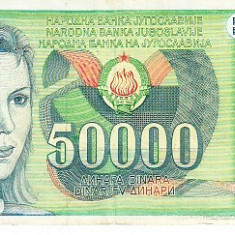 M1 - Bancnota foarte veche - Fosta Iugoslavia - 50000 dinarI - 1988