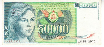 M1 - Bancnota foarte veche - Fosta Iugoslavia - 50000 dinarI - 1988 foto