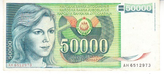 B11 29 - Bancnota foarte veche - Fosta Jugoslavia - 50000 dinarI - 1988
