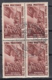 ROMANIA 1950 LP 271 LUNA PRIETENIEI ROMANO-SOVIETICE BLOC 4 TIMBRE PRIMA ZI, Stampilat