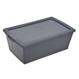 Cutie Depozitare, Plastic, Capacitate 9L, Culoare Gri, Dimensiuni 38x24x14cm, Oem