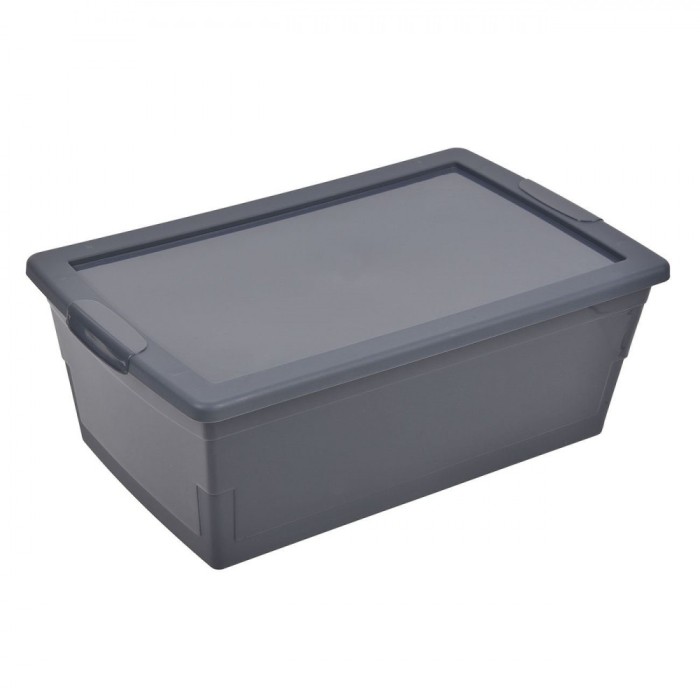 Cutie Depozitare, Plastic, Capacitate 9L, Culoare Gri, Dimensiuni 38x24x14cm