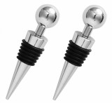 Cumpara ieftin Set 2 Dopuri Sticle Vin Argintiu/Negru, 9cm, Plastic/Cauciuc - Sigilare Etansa, Refolosibile