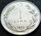 Cumpara ieftin Moneda 1 LIRA - TURCIA, anul 1970 * cod 1413 A = litera S supratipar?, Europa