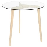 Masă de bucătărie, transparent, 80 cm, sticlă securizată
