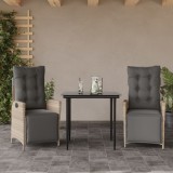 VidaXL Set mobilier de grădină cu perne, 3 piese,gri deschis,poliratan
