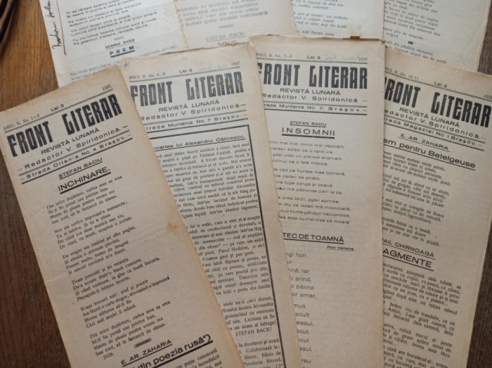 Publicația &bdquo;Front Literar&rdquo;, Brasov, COLECTIE 9 APARITII *ANUL 1/ 1936 **ANUL 2/1937 *Victor Eftimiu, Sașa Pană, Ștefan Baciu, Virgil Gheorghiu...