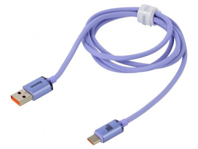 Cablu USB 2.0 A la C 1,2m violet textil 100W foto