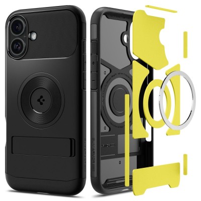 Husa iPhone 16 Spigen Slim Armor MagSafe, negru foto