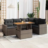 vidaXL Set mobilier grădină cu perne, 6 piese, gri, poliratan 3327042