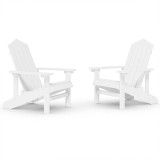 Cumpara ieftin Scaune de gradina Adirondack, 2 buc., alb, HDPE