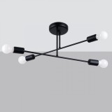 Candelabru Norah Negru Oțel 4 Becuri Neregulate Modern De Interior