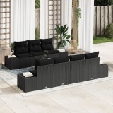 Set Canapea Gradina Poliratan Negru, 6 Locuri, cu Perne, vidaXL. Set Mobila Exterior, Ratan, Aspect Chic, Confortabil si Rezistent!