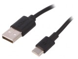 Cablu USB 2.0 USB-A la USB-C 0,5m Negru, Goobay