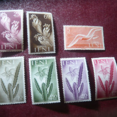 Serie mica IFNI colonie spaniola 1954 Flora , 7 valori , 2 val. sarn.,5c fara gu