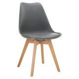 Cumpara ieftin Scaun plastic piele ecologica gri fag Bali 48x53x82 cm