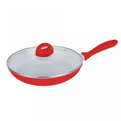 Tigaie din aluminiu Dekassa cu interior ceramic si capac sticla, 28 cm foto