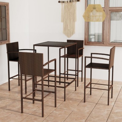 vidaXL Set mobilier bar de grădină, 5 piese, maro, poliratan foto