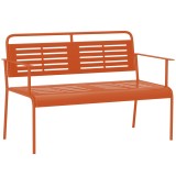 Outsunny Bancă de grădină pentru 2 persoane, bancă exterioară din oțel cu brate și spătar, pentru balcon, 121 x 64 x 84 cm, roșu | Aosom Romania