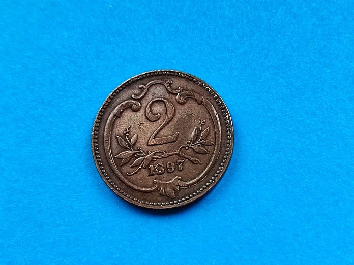 2 Heller 1897 Austria-stare buna