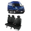 Huse Scaune Piele Iveco Daily 3 Locuri (2+1) 2014-2020 ConfortLine Premium Negre, Set Complet cu Cleme Montaj