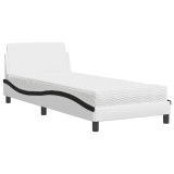 Cumpara ieftin Pat cu saltea, Dover, alb si negru, 90x190 cm, piele ecologica