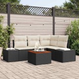 VidaXL Set de canapea de grădină 5 pcs Negru, alb 55 x 55 x 37 cm