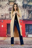 A570-155 Cardigan lung, model tricotat, accesorizat cu nasturi si buzunare