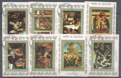Umm al Qiwain 1973 Paintings, 8 mini sheet, used AT.047 foto