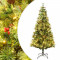 vidaXL Brad de Crăciun pre-iluminat conuri de pin verde 225 cm PVC&amp;PE