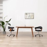 vidaXL Scaun de bucătărie pivotant negru lemn curbat &amp; piele ecologică