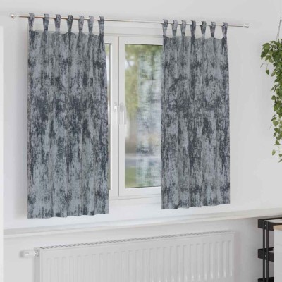 Cortine din catifea , set de 2 bucăți cu inele Gri Argintiu, 175 x 140 cm. foto