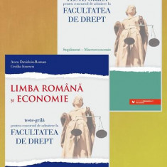 Teste Grilă pentru concursul de admitere la Facultatea de Drept. Limba română şi Economie (și supliment Macroeconomie) - Paperback brosat - Anca David