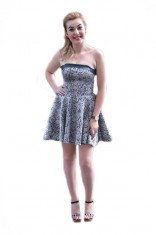 Rochie casual, cu imprimeu animal print argintiu foto