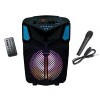 Boxa portabila elSales ELS-H8 cu Bluetooth , USB , card , telecomanda , microfon , lumina LED , negru, Portabil